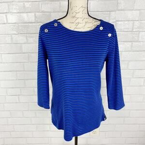 Tommy Hilfiger Classic Blue Top with Black Stripes Size Small